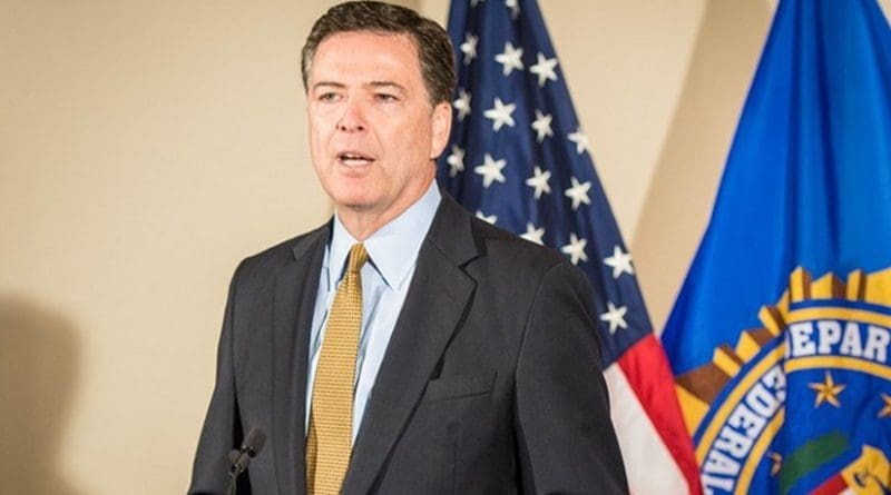 FBI Director James B. Comey addresses reporters during a July 5, 2016 press briefing at FBI Headquarters on the investigation of Secretary Hillary Clinton’s use of a personal e-mail system. Photo credit: FBI