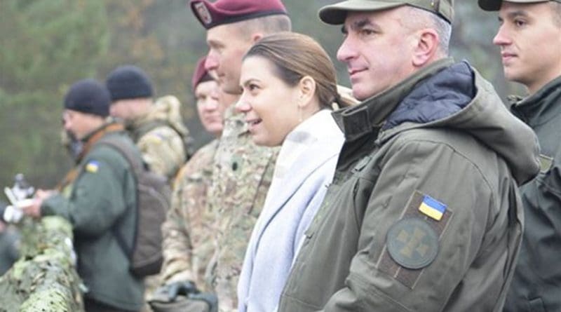 Elissa Slotkin, acting assistant secretary of defense for international security affairs, is seen with Ukrainian army Lt. Gen. Mykola Balan, foreground, and U.S. Army Lt. Col. Michael Kloepper, to her right, commander of 2nd Battalion, 503rd Infantry Regiment, 173rd Airborne Brigade, at the International Peacekeeping and Security Cooperation Center near Yavoriv, Ukraine, Nov. 6, 2015. At the Aspen Security Forum in Colorado on July 28, 2016, Slotkin said Russia is pushing the boundaries of its foreign policy. Army photo by Staff Sgt. Adriana Diaz-Brown