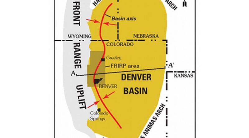 Location of the Denver Basin. Source: Wikipedia Commons.