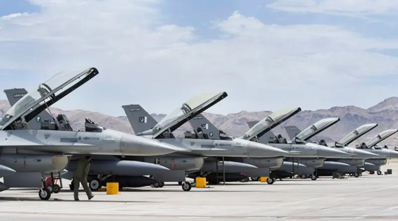 Pakistan Air Force (PAF) F-16s. U.S. Air Force photo by Lawrence Crespo, Wikipedia Commons.