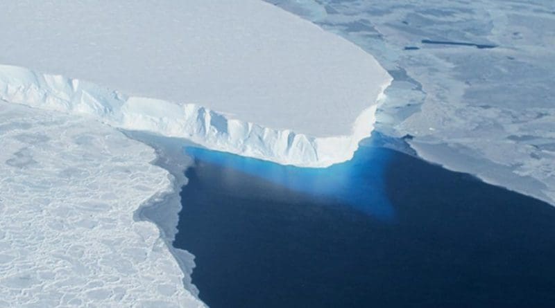 The melting Thwaites Glacier in the West Antarctic Ice Sheet, a climatic tipping element that global warming may have committed to an irreversible shift. Credit NASA