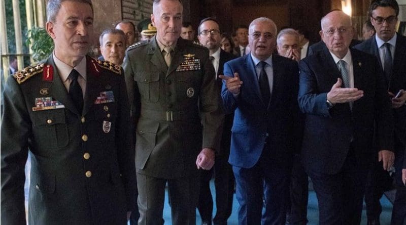 Marine Corps Gen. Joseph F. Dunford Jr., chairman of the Joint Chiefs of Staff, meets with Ismail Kahraman, speaker of Turkey’s Grand National Assembly, in Ankara, Turkey, Aug. 1, 2016. During his visit to Ankara, the chairman also met with Turkish Prime Minister Binali Yildirim and Gen. Hulusi Akar, chief of the Turkish General Staff. DoD photo by Navy Petty Officer 2nd Class Dominique A. Pineiro