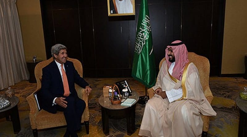 US Secretary of State John Kerry and Saudi Arabia's Deputy Crown Prince Mohammed bin Salman. Photo US State Department.