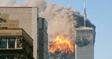 United Airlines Flight 175 crashes into the south tower of the World Trade Center complex in New York City during the September 11 attacks. Source: Wikipedia Commons.