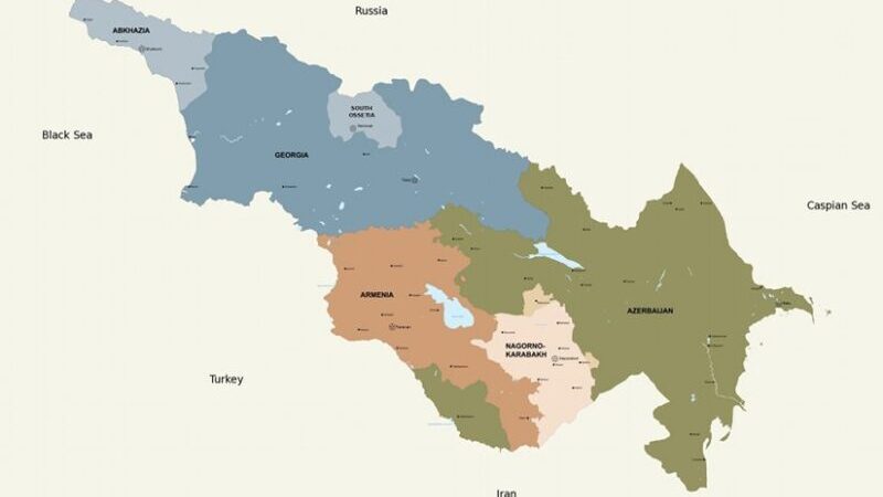 Map of the Republics and Major Regions of the Southern Caucasus