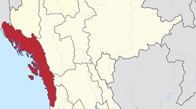 Location of Rakhine State in Myanmar. Source: Wikipedia Commons.