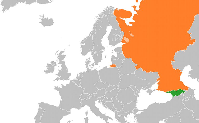 Locations of Georgia (green) and Russia. Source: Wikipedia Commons.