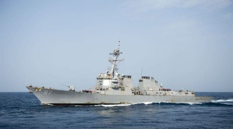 The guided-missile destroyer USS Mason is replenished at sea, Aug. 3, 2016. The ship responded to an incoming missile threat off the coast of Yemen on Oct. 12, 2016, the second such response in four days. Navy photo by Petty Officer 3rd Class Taylor A. Elber