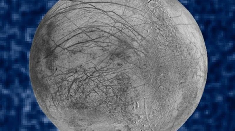 This composite image shows suspected plumes of water vapor erupting at the 7 o'clock position off the limb of Jupiter's moon Europa. The plumes, photographed by NASA's Hubble's Space Telescope Imaging Spectrograph, were seen in silhouette as the moon passed in front of Jupiter. Hubble's ultraviolet sensitivity allowed for the features -- rising over 100 miles (160 kilometers) above Europa's icy surface -- to be discerned. The water is believed to come from a subsurface ocean on Europa. The Hubble data were taken on Jan. 26, 2014. The image of Europa, superimposed on the Hubble data, is assembled from data from the Galileo and Voyager missions. Credit Credits: NASA/ESA/W. Sparks (STScI)/USGS Astrogeology Science Center