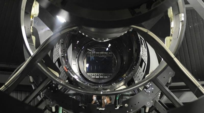 An internal view of the Space Surveillance Telescope’s structure, including the wide-field camera, center. DoD photo