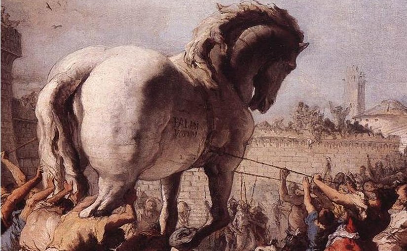 Detail from The Procession of the Trojan Horse in Troy by Domenico Tiepolo (1773), inspired by Virgil's Aeneid. Source: Wikipedia Commons.