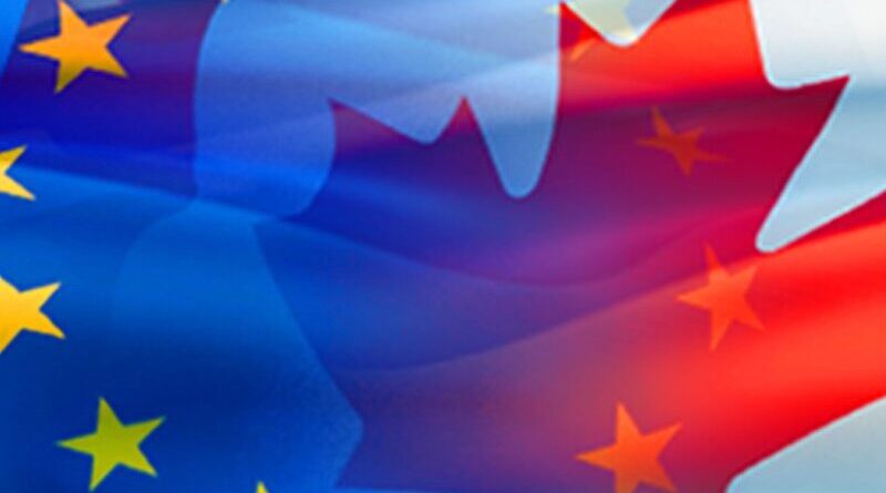 Flags of European Union and Canada