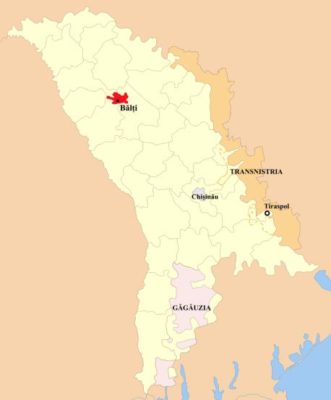 Map of Moldova with Bălți highlighted in red (Source: Wikipedia)