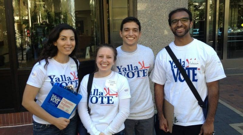 Arab-American activists participating in the “Yalla Vote” campaign. Photo Credit: Arab American Institute.