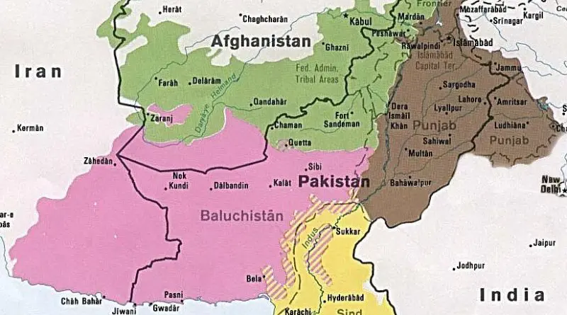 Balochistan region in pink. Source: CIA