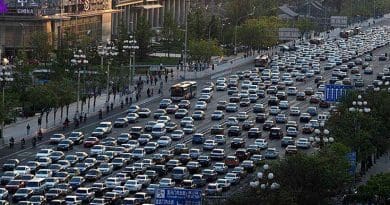 Traffic in Beijing, China. Photo by Australian Cowboy, Wikipedia Commons.