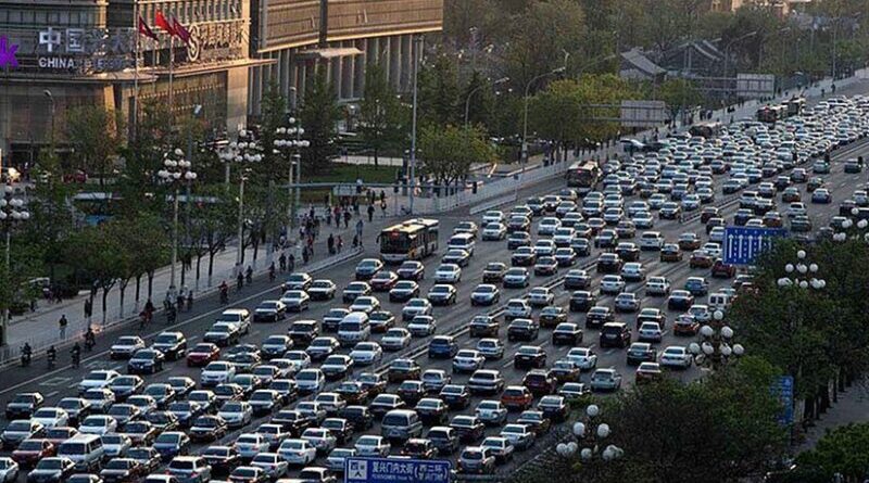 Traffic in Beijing, China. Photo by Australian Cowboy, Wikipedia Commons.
