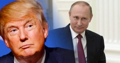 Donald Trump and Vladimir Putin. Photo montage from Wikipedia Commons sources.