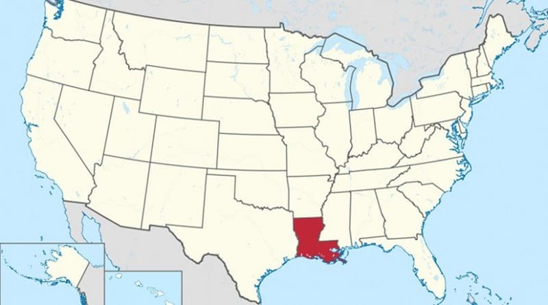 Location of Louisiana in the United States. Credit: Wikipedia Commons.