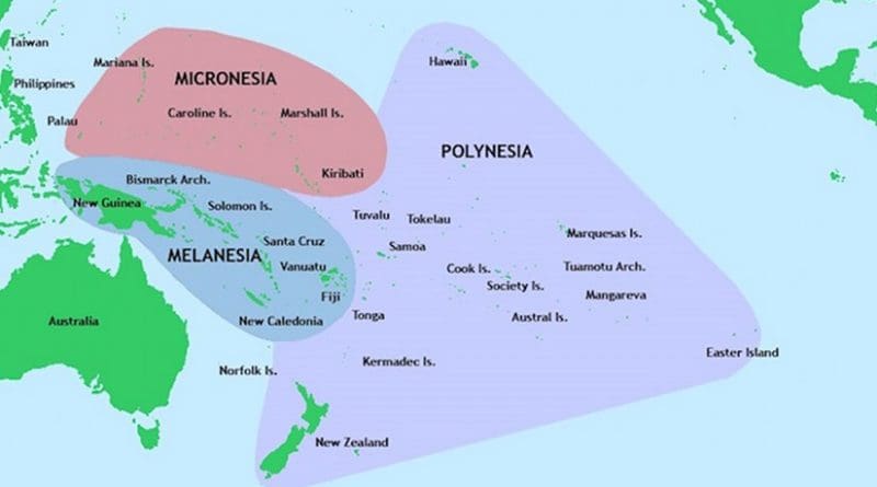 Three of the major groups of islands in the Pacific Ocean. Credit: Wikimedia Commons