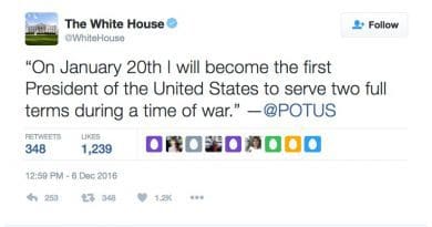 White House tweet: https://twitter.com/WhiteHouse/status/806241681913872386?ref_src=twsrc%5Etfw