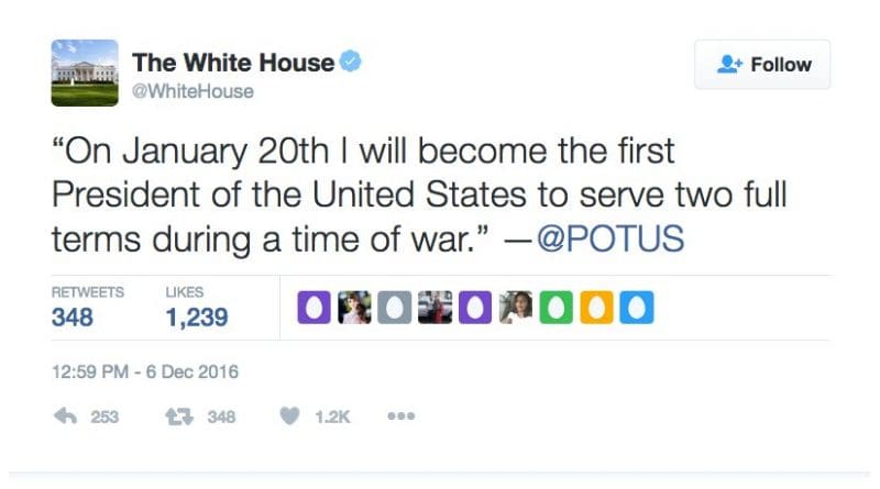 White House tweet: https://twitter.com/WhiteHouse/status/806241681913872386?ref_src=twsrc%5Etfw