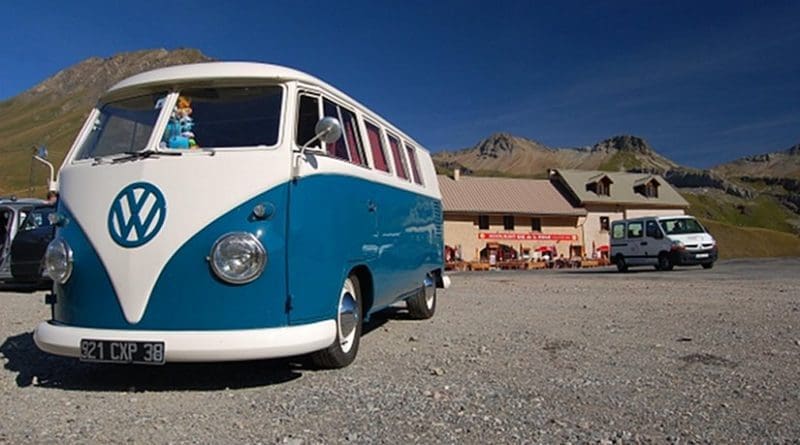 A classic Volkswagen van.