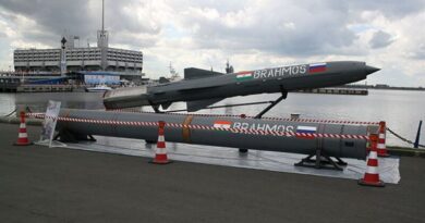 A BrahMos cruise missile. Photo by One half 3544, Wikipedia Commons.