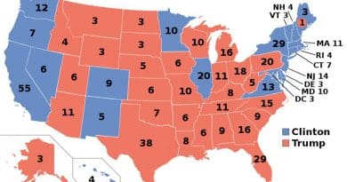 Map of the 2016 U.S. presidential election projections: