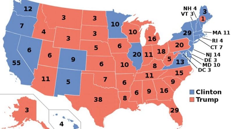 Map of the 2016 U.S. presidential election projections: