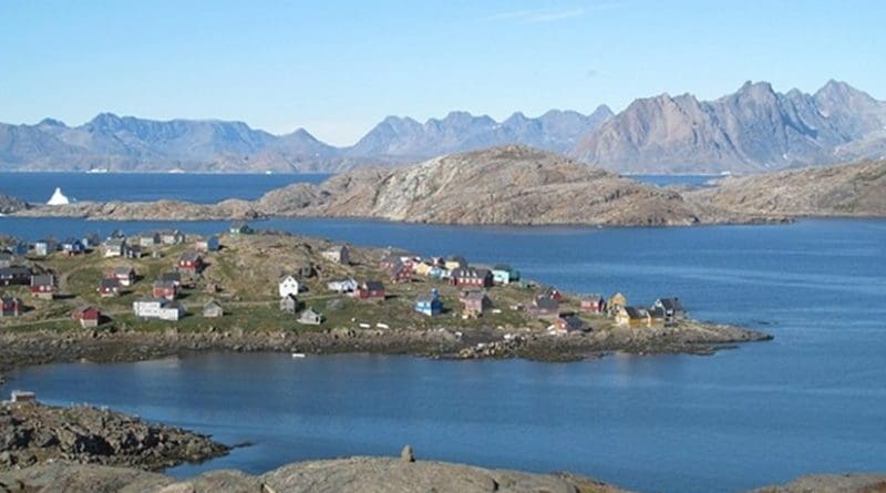 Greenland island houses homes town water village