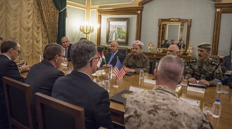 Defense Secretary Ash Carter and Kurdistan Regional Government President Masoud Barzani meet in Irbil, Iraq, Dec. 11, 2016. DoD photo by Air Force Tech. Sgt. Brigitte N. Brantley