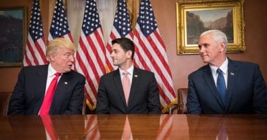 Donald Trump, Paul Ryan, and Mike Pence. Photo by Caleb Smith; Office of the Speaker of the House, Wikipedia Commons.