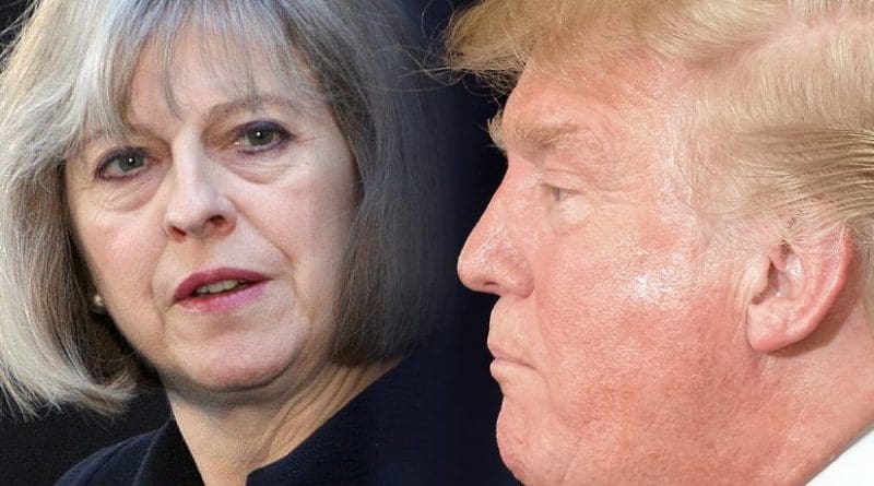 United Kingdom's Theresa May and United States' Donald Trump. Credit: Wikipedia Commons photos from Foreign and Commonwealth Office and Michael Vadon.