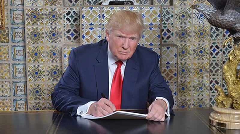 President Trump writing his inaugural address at the Winter White House Source: Donald Trump