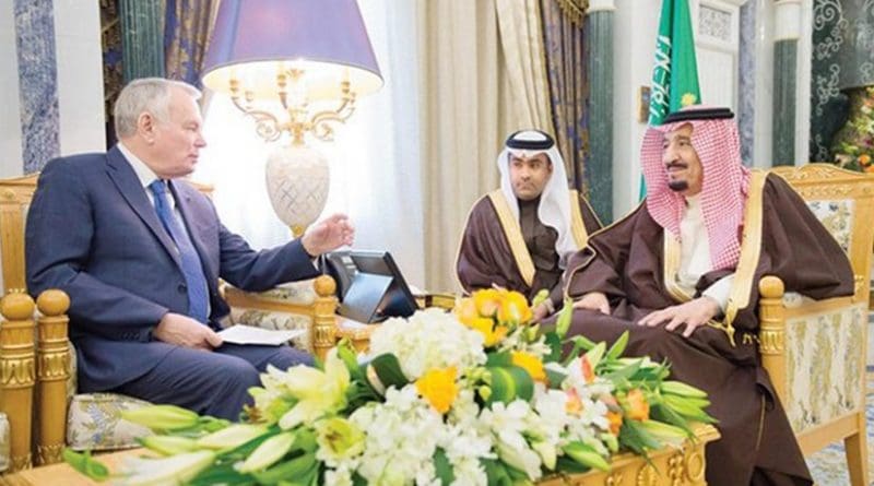 Saudi Arabia's King Salman meets France's Jean-Marc Ayrault. Photo Credit: SPA