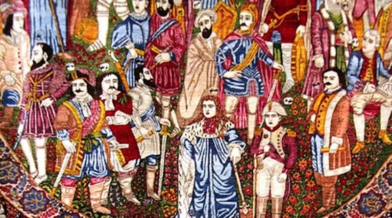An image from 19th century Qajar carpet from Museum of Carpet in Tehran