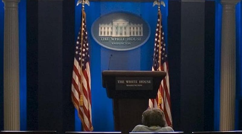 File photo of the White House "James Brady Press Briefing Room". Photo by Kellerbn, Wikimedia Commons.