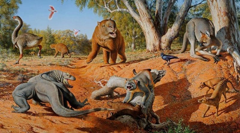 This is a menagerie of megafauna that inhabited Australia some 45,000 years ago. Credit Peter Trusler, Monash University