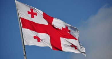 Georgia's flag. Photo by Frank Miller, Wikipedia Commons.