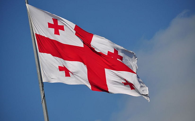 Georgia's flag. Photo by Frank Miller, Wikipedia Commons.