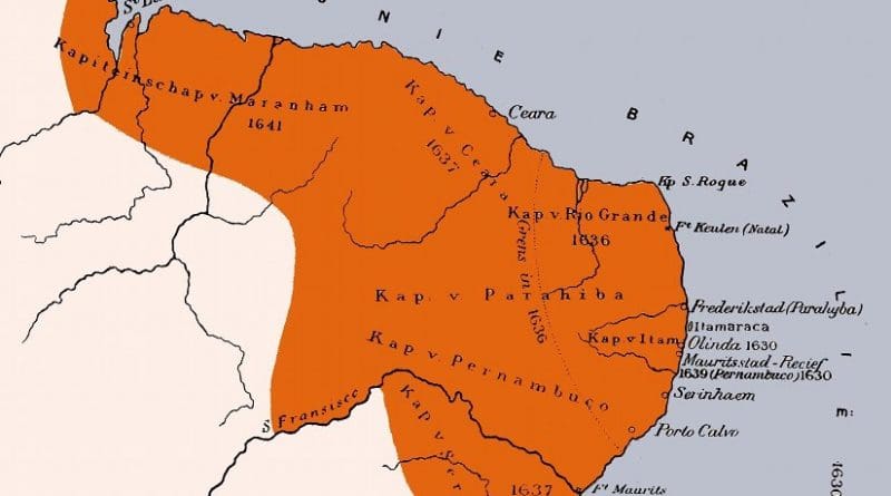 Location of Dutch Brazil. Credit: H. Hettema jr. (ed.), Wikipedia Commons.