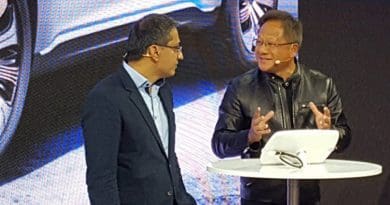 Mercedes-Benz Vice President of Digital Vehicle and Mobility, Sajjad Khan and NVIDIA founder and CEO Jen-Hsun Huang. Photo Credit: NVIDIA