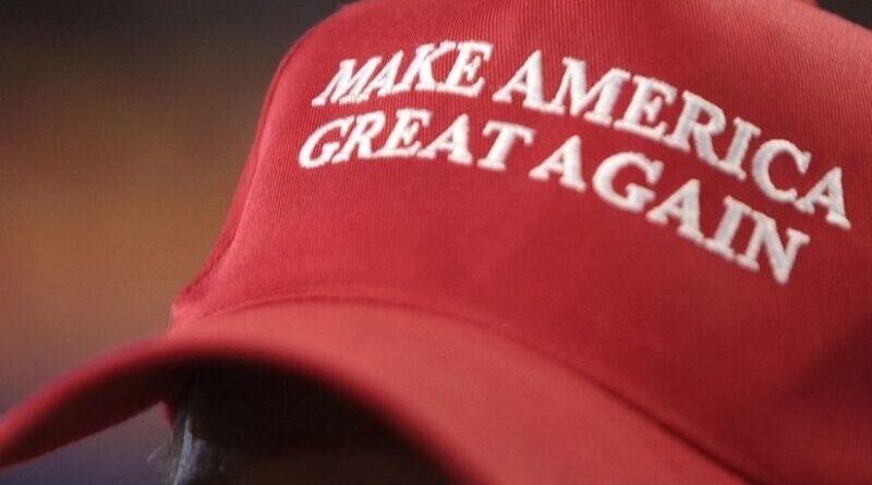 Make America Great Again hat in support of Donald Trump at a rally. Photo by Gage Skidmore, Wikipedia Commons.