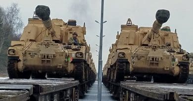 DRAWSKO POMORSKIE, Poland - M106 Paladin self-propelled howitzers belonging to 3rd Battalion, 29th Field Artillery Regiment, 3rd Armored Brigade, 4th Infantry Division have been offloaded from a flatcar railway Jan. 9, 2017. The vehicles were shipped from the Port of Bremerhaven, Germany on Jan. 6. They will be used by the Soldiers as they conduct training in Eastern Europe as part of Operation Atlantic Resolve. Rotating U.S.-based units through the European theater on a heel-to-toe rotation exercises our ability to assemble forces quickly, familiarizes Soldiers with their multinational counterparts while in a complex security environment and demonstrates deterrence. (Photo Credit: Staff Sgt. Corinna Baltos)