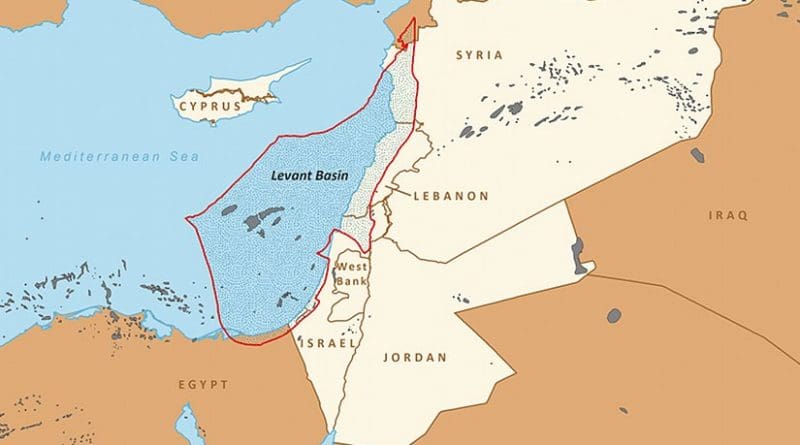 Boundaries of the Levant Basin, or Levantine Basin. Credit: EIA, Wikipedia Commons.
