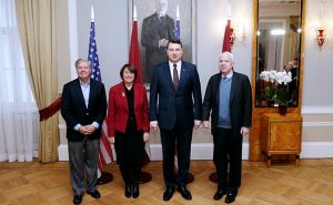 Senators John McCain, Lindsey Graham, and Amy Klobuchar visiting President Raimonds Vējonis of Latvia (Source: Office of the President of Latvia)