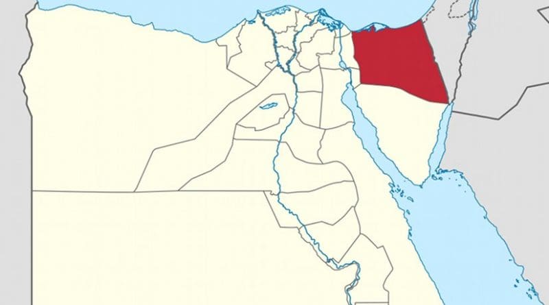 North Sinai Governorate on the map of Egypt. Source: Wikipedia Commons.