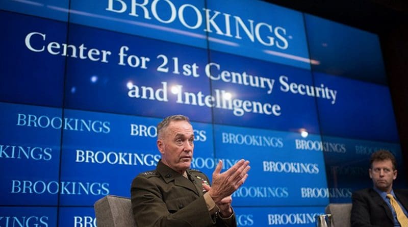 Gen. Joseph F. Dunford, Jr., chairman of the Joint Chiefs of Staff, speaks at the Brookings Institute Feb. 23, 2017 in Washington, DC. The Brookings Institution is a nonprofit public policy organization with the mission to conduct in-depth research that leads to new ideas for solving problems facing society at the local, national and global level.DoD photo by D. Myles Cullen