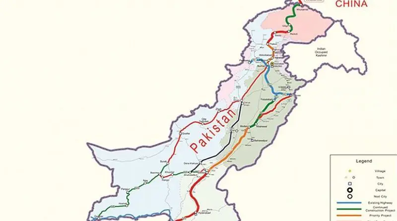 Map of the China-Pakistan CPEC roadway network. Credit: Government of Pakistan, Wikipedia Commons.